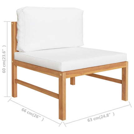 Loungegrupp för trädgården med gräddvita dynor 3 delar teak