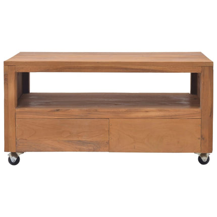 TV-bänk med hjul 80x50x42 cm massiv teak