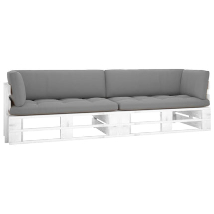 Pallsoffa 2-sits med dynor vit impregnerad furu