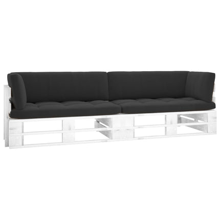 Pallsoffa 2-sits med dynor vit impregnerad furu