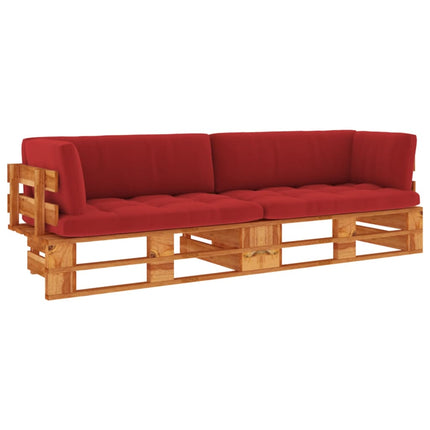 Pallsoffa 2-sits med dynor honungsbrun impregnerad furu