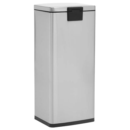 Soptunna med pedal anti-fingeravtryck 30L silver rostfritt stål