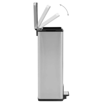 Soptunna med pedal anti-fingeravtryck 30L silver rostfritt stål
