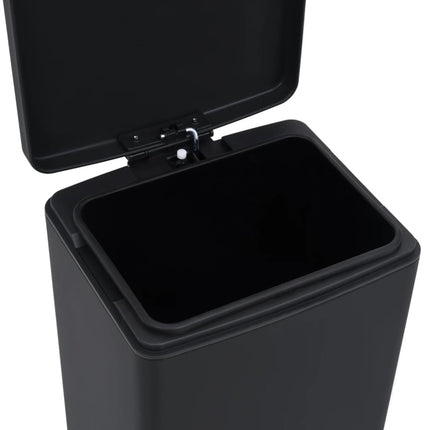 Soptunna med pedal anti-fingeravtryck 30 L svart rostfritt stål