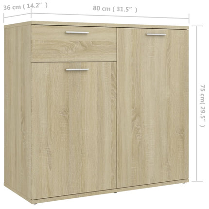 Skänk sonoma-ek 80x36x75 cm konstruerat trä