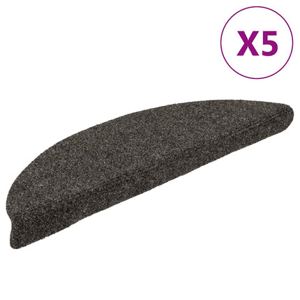 Trappmattor självhäftande 5 st 56x17x3 cm antracit halvrunda
