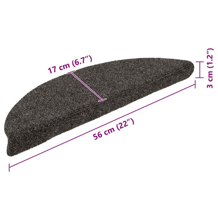 Trappmattor självhäftande 10 st 56x17x3 cm antracit halvrunda
