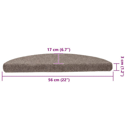 Trappmattor självhäftande 5 st 56x17x3 cm beige halvrunda