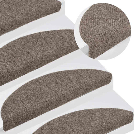 Trappmattor självhäftande 10 st 56x17x3 cm beige halvrunda