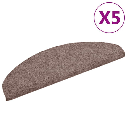 Trappmattor självhäftande 5 st 65x21x4 cm ljusbrun halvrunda stora