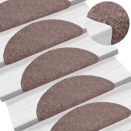 Trappmattor självhäftande 5 st 65x21x4 cm ljusbrun halvrunda stora