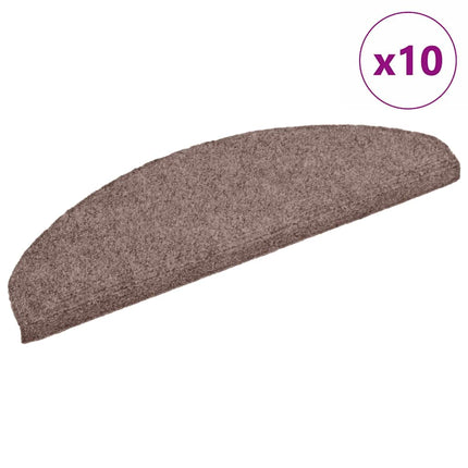 Trappmattor självhäftande 10 st 65x21x4 cm ljusbrun halvrunda stora
