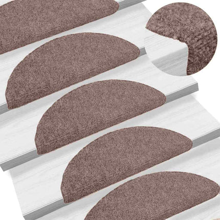 Trappmattor självhäftande 10 st 65x21x4 cm ljusbrun halvrunda stora