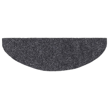 Trappmattor självhäftande 5 st 65x21x4 cm mörkgrå halvrunda stora