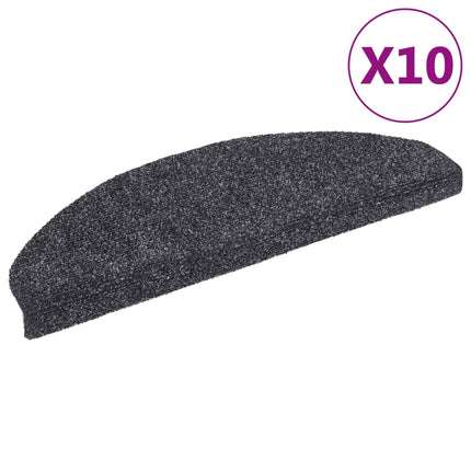 Trappmattor självhäftande 10 st 65x21x4 cm mörkgrå halvrunda stora