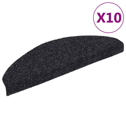 Trappmattor självhäftande 10 st 65x21x4 cm svarta halvrunda stora