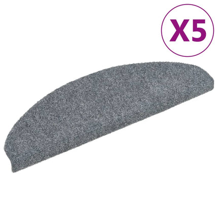 Trappmattor självhäftande 5 st 65x21x4 cm ljusgrå halvrunda stora