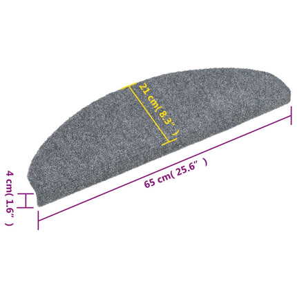 Trappmattor självhäftande 10 st 65x21x4 cm ljusgrå halvrunda stora