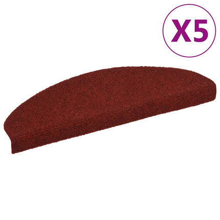 Trappmattor självhäftande 5 st 65x21x4 cm bordeauxröd halvrunda stora