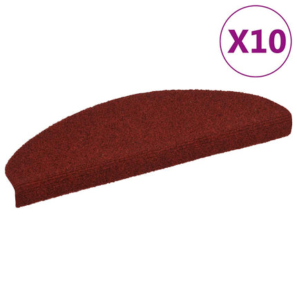 Trappmattor självhäftande 10 st 65x21x4 cm bordeauxröd halvrunda stora