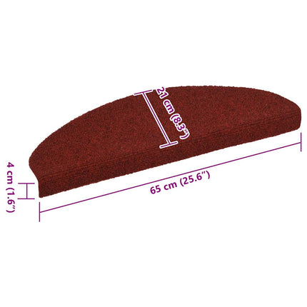 Trappmattor självhäftande 10 st 65x21x4 cm bordeauxröd halvrunda stora