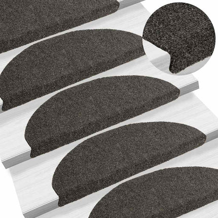 Trappmattor självhäftande 10 st 65x21x4 cm antracit halvrunda stora