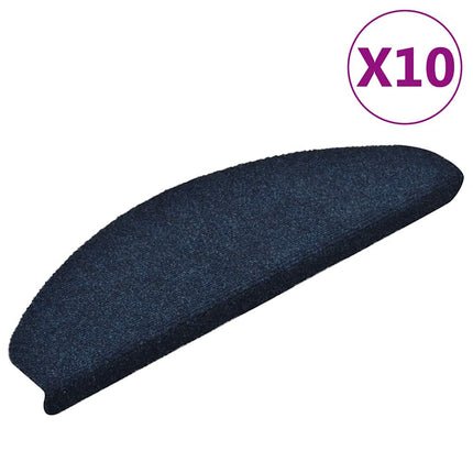 Trappmattor självhäftande 10 st 65x21x4 cm marinblå halvrunda stora