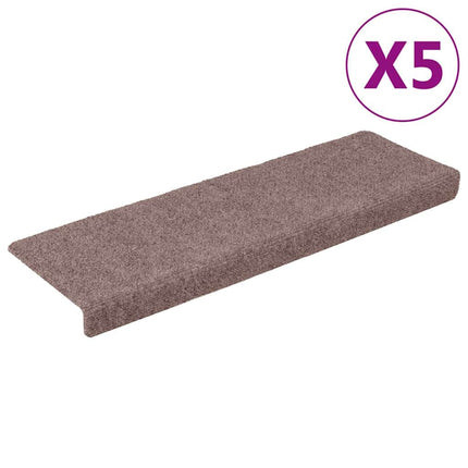 Trappmattor självhäftande 5 st 65x21x4 cm ljusbrun rektangulära kanter