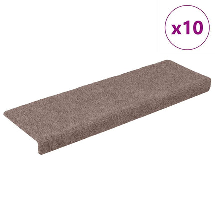 Trappmattor självhäftande 10 st 65x21x4 cm ljusbrun rektangulära kanter
