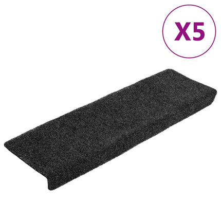Trappmattor självhäftande 5 st 65x21x4 cm mörkgrå rektangulär kant