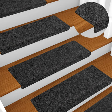 Trappmattor självhäftande 10 st 65x21x4 cm mörkgrå rektangulär kant