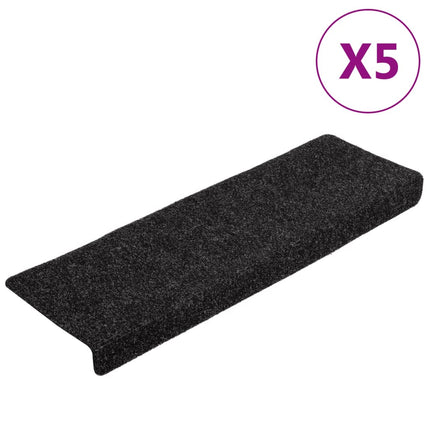Trappmattor självhäftande 5 st 65x21x4 cm svarta rektangulära kanter
