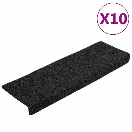Trappmattor självhäftande 10 st 65x21x4 cm svarta rektangulära kanter
