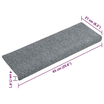 Trappmattor självhäftande 5 st 65x21x4 cm ljusgrå rektangulär kant