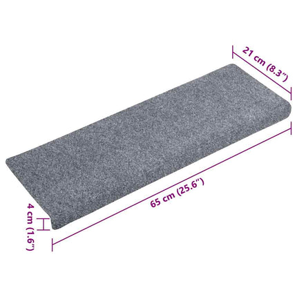 Trappmattor självhäftande 10 st 65x21x4 cm ljusgrå rektangulär kant