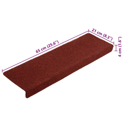 Trappmattor självhäftande 10 st 65x21x4 cm bordeauxröd rektangulär kant