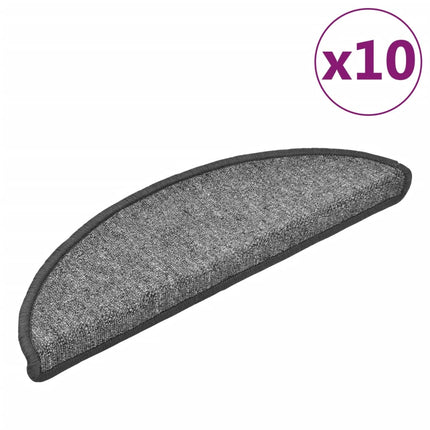 Trappmattor 10 st 56x17x3 cm mörkgrå halvrunda