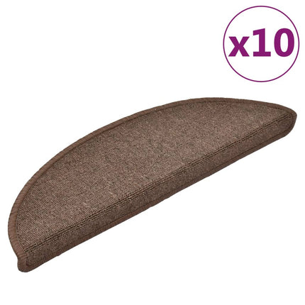 Trappmattor 10 st 56x17x3 cm kaffebruna halvrunda