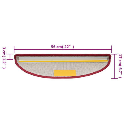 Trappmattor 10 st 56x17x3 cm röd halvrunda