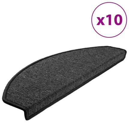 Trappmattor 10 st 65x24x4 cm antracit halvrunda stora