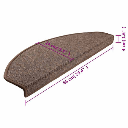 Trappmattor 10 st 65x24x4 cm kaffebruna halvrunda stora