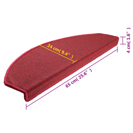 Trappmattor 10 st 65x24x4 cm röd halvrunda stora
