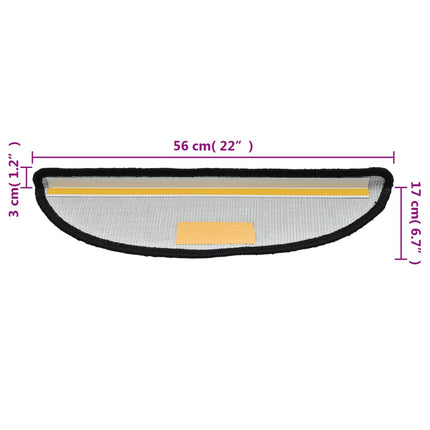 Trappmattor 10 st 56x17x3 cm svarta halvrunda