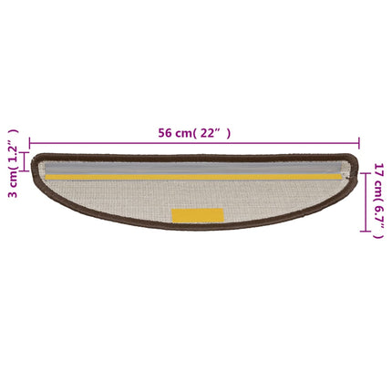 Trappmattor 10 st 56x17x3 cm bruna halvrunda