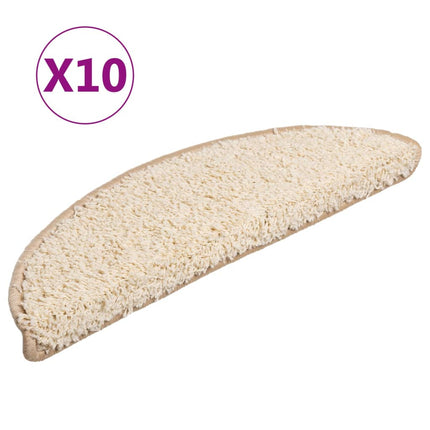 Trappmattor 10 st 56x17x3 cm krämfärgade halvrunda