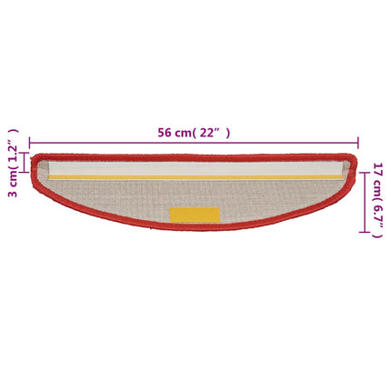 Trappmattor 10 st 56x17x3 cm röda halvrunda