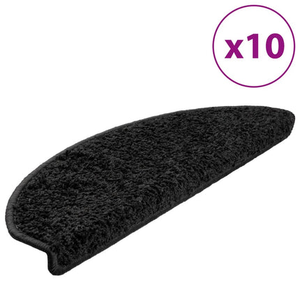 Trappmattor 10 st 65x21x4 cm svarta halvrunda stora
