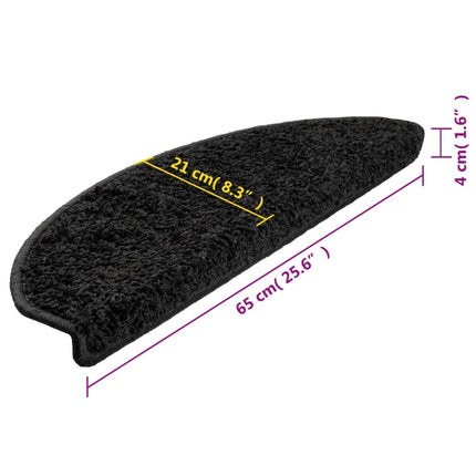Trappmattor 10 st 65x21x4 cm svarta halvrunda stora