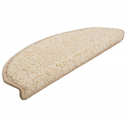 Trappmattor 10 st 65x21x4 cm krämfärgade halvrunda stora