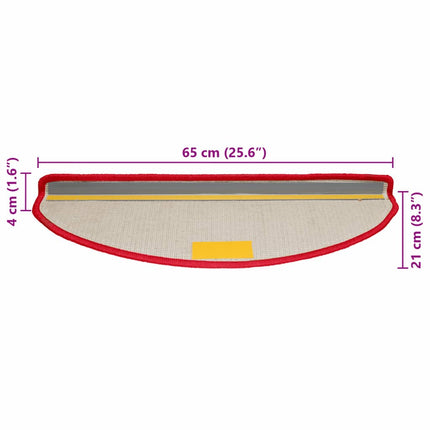Trappmattor 10 st 65x21x4 cm röda halvrunda stora